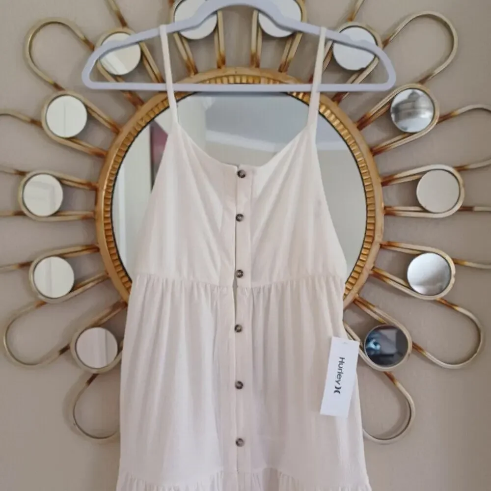 Hurley Boho Breeze Off White Midi Dress Surf Style XS/S NWT